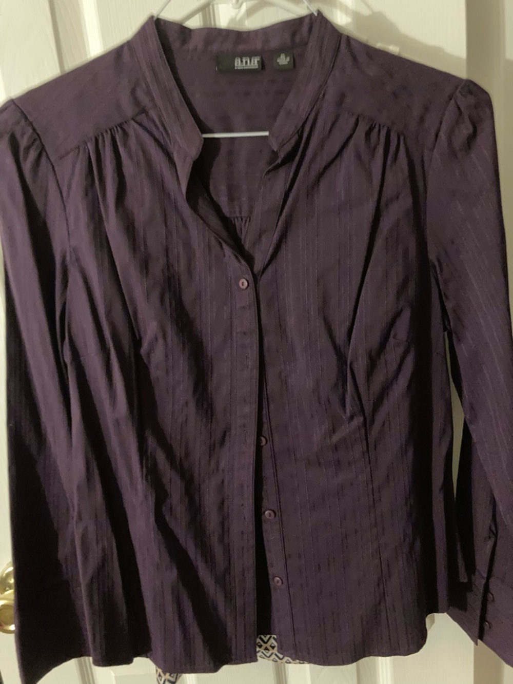 a.n.a Plum Long-Sleeve Button-Down Shirt